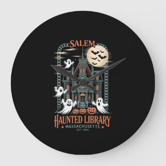 Relógio Grande Bookworm Halloween Shirt Haunted Library