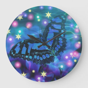 Relógio Grande Borboleta Azul Mágica