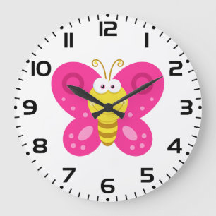 Relógio Grande Borboleta Rosa Fofa