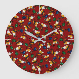 Relógio Grande Borboletas brancas laranja, Emerald, Sapphire em v