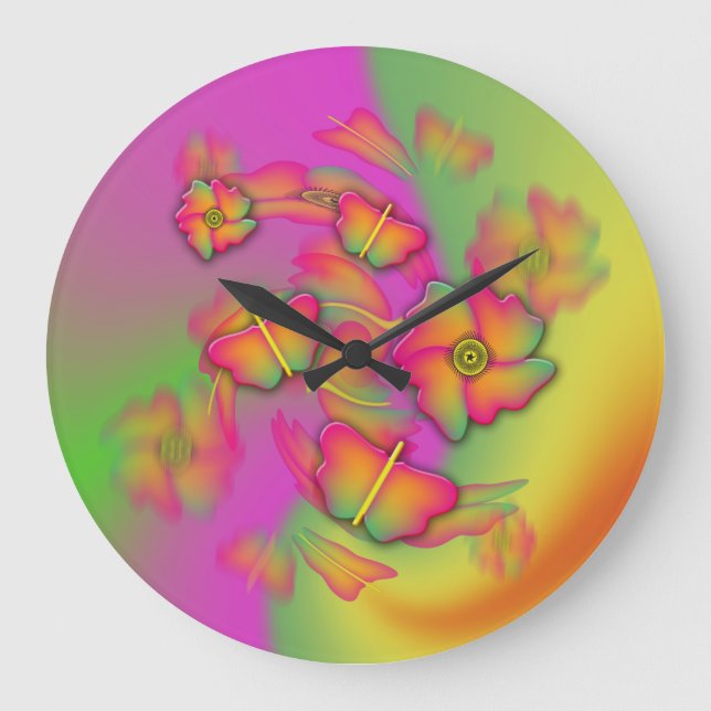 Relógio Grande Borboletas e flores (Frente)