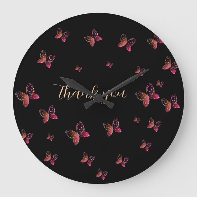 Relógio Grande borboletas voadoras graças a você (Frente)