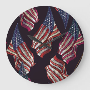 Relógio Grande Bordado da bandeira americana: padrão patriótico.