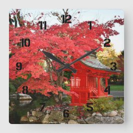 Relógio Grande Bordo Japonês do Maple e Santuário do Jardim