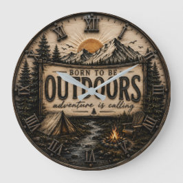 Relógio Grande Born to Be Outdoors Rustic Camping Mountain