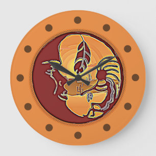 Relógio Grande Botão Paisagem - Lua Kokopelli Feather 1