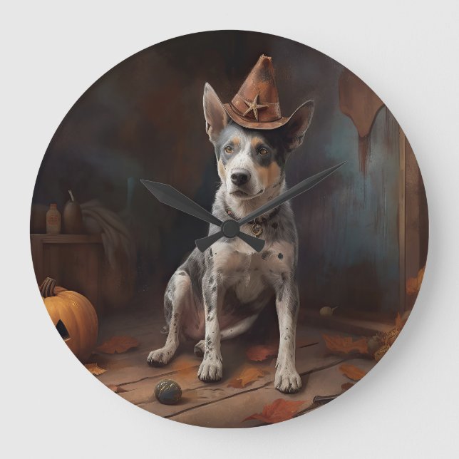 Relógio Grande Bovinos australianos abóboros no dia das bruxas as (Frente)