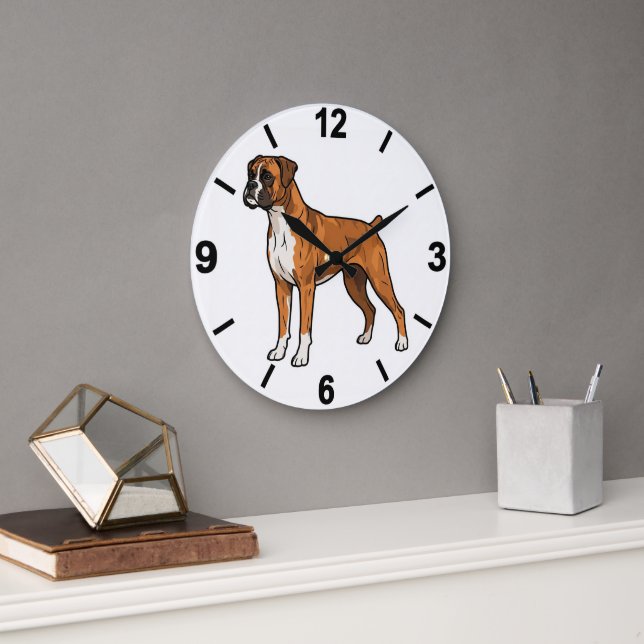Relógio Grande Boxer Dog Wall Clock Cute Pet Home Decor (Escritório)
