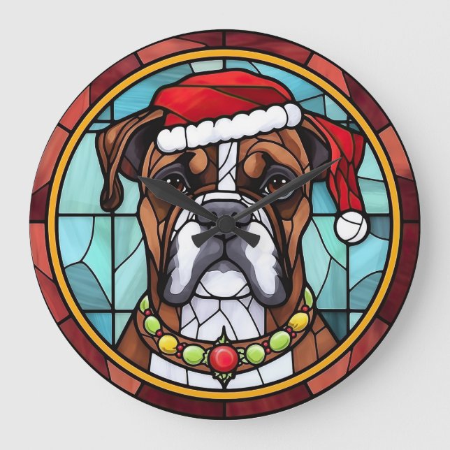 Relógio Grande Boxer Stainer Glass Christmas (Frente)