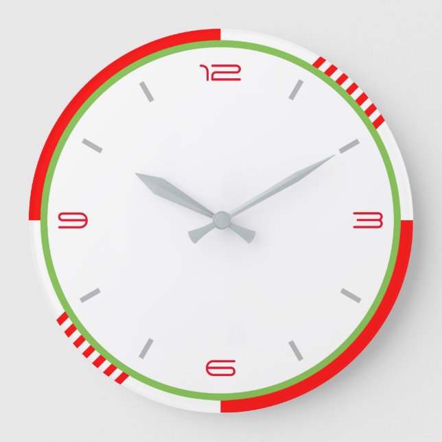 Relógio Grande Branco vermelho e verde (Frente)