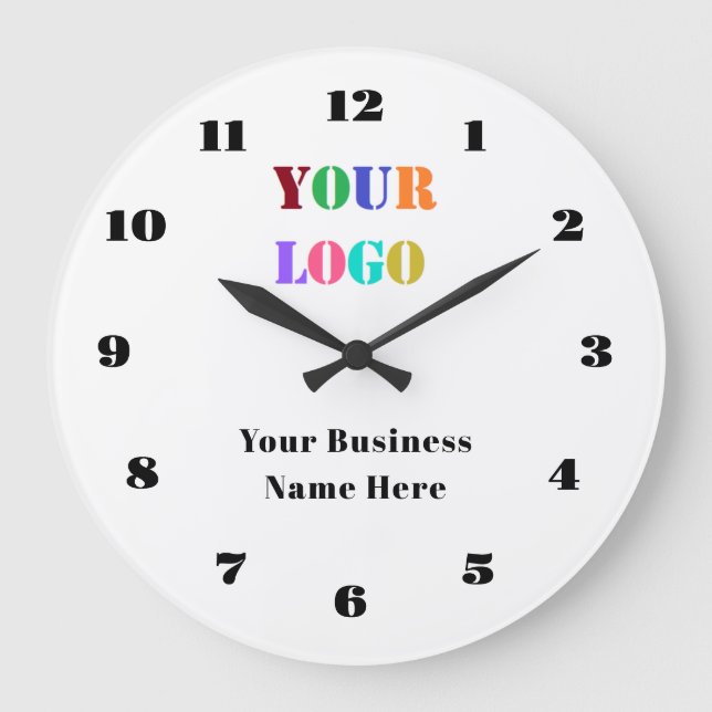 Relógio Grande Branded Business Logo and Text Wall Clock Template (Frente)