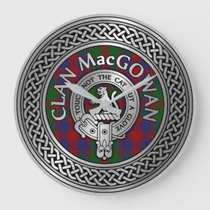 Relógio Grande Brasão da Clã MacGowan & Nó do Tartan