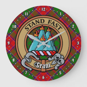 Relógio Grande Brasão do Clã Grant sobre Tartan