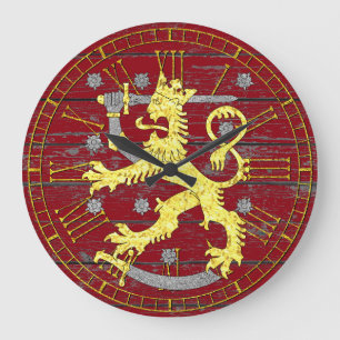 Relógio Grande Brasão Finlandia sua madeira da cor