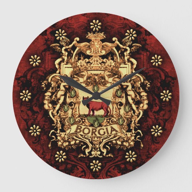 Relógio Grande Brasão ornamentado de Borgia (Frente)