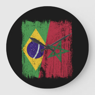 Relógio Grande Brasil Marrocos Meia Bandeira Brasileira Marroquin