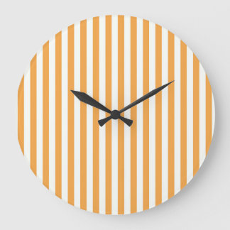 Relógio Grande Bright Orange and White Vertical Stripes Aesthetic