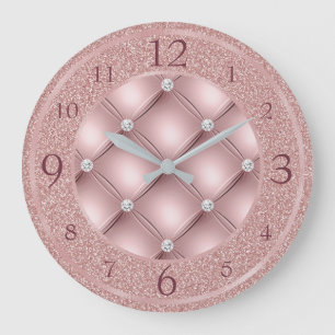 Relógio Grande Brilhantes Diamantes e Brilho Rosa