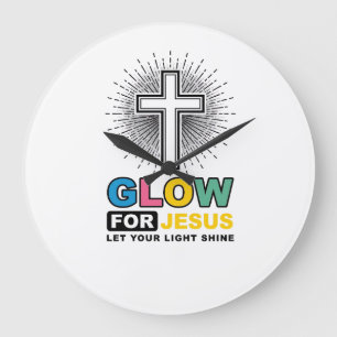 Relógio Grande Brilhe Para Jesus Camisa Cristã Cruz Luz Design_