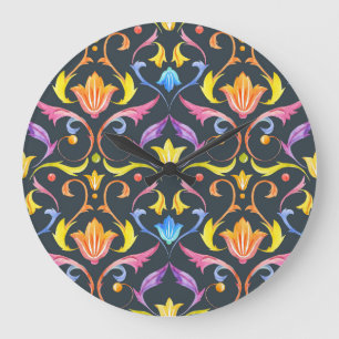 Relógio Grande Brilho Barroco: Charme Colorido Vintage.