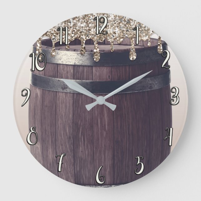 Relógio Grande Brilho de Champanhe Rustic Glam Farmhouse Chic (Frente)