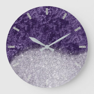 Relógio Grande Brilho roxo violeta da beringela de veludo das