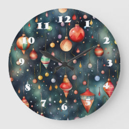 Relógio Grande Brinquedos de Feriado, arte em aquarela de decoraç