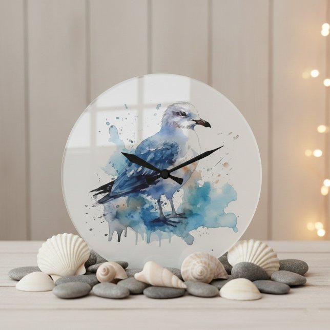 Relógio Grande Brisa Oceânica: Gaivota Aquarela (Criador carregado)