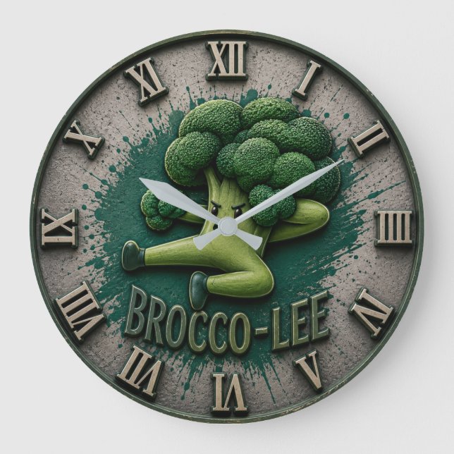 Relógio Grande Brocco Life Funny Broccoli Cute Vegetable Kitchen  (Frente)