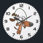 Relógio Grande Brown Cartoon Dog Skipping Jump Rope<br><div class="desc">Keep track of time with a dose of energy and humor with this brown cartoon dog jump rope clock. This whimsical wall clock features a playful puppy skipping, making it a perfect addition to a home gym, kids bedroom, or office space. The athletic animal design serves as a fun reminder...</div>