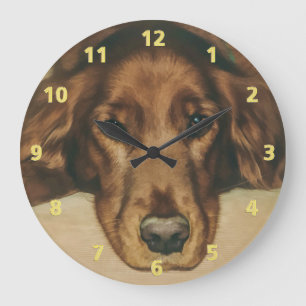 Relógio Grande Brown Eyed o cão irlandês dourado