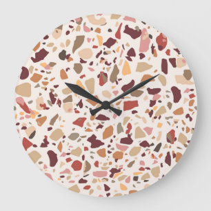 Relógio Grande Brown terrazzo: vintage, trendy padrão.