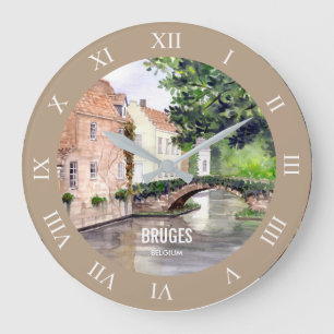 Relógio Grande Bruges Watercolor Painting por Farida Greenfield