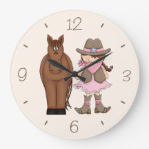 Brunette Cowgirl e Horse Wall Clock