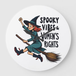 Relógio Grande Bruxa de Halloween Direita das Mulheres Spooky Vib