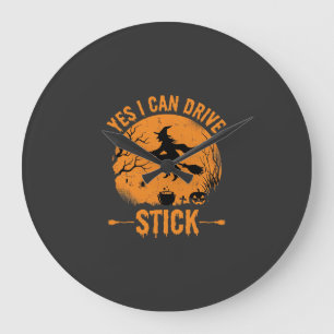 Relógio Grande Bruxa de Halloween Drive Stick Gráfico_1