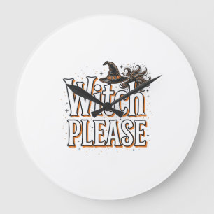 Relógio Grande Bruxa Vintage Por Favor Design Vetorial de Hallowe