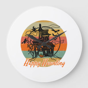 Relógio Grande Bruxas Felizes da caça ao Halloween Vintage Retro
