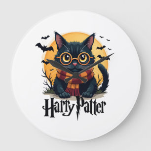 Relógio Grande Bruxo Harry Pawter Gato Preto Dia das Bruxas Filme