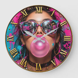 Relógio Grande Bubble Gum Queen Luxury Fashion Woman Portrait