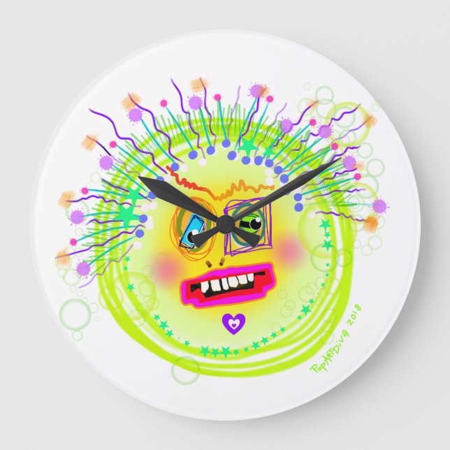 Relógio Grande Bubble Smile Meemogie Emoji Art (Frente)