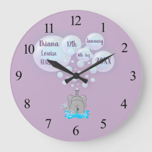 Relógio Grande Bubbles Brilhantes De Elefante Para Bebês, Monogr