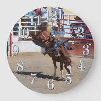 Relógio Grande Bucking Bareback Bronco e Rodeo Cowboy Clock