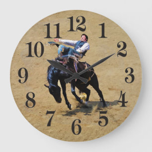Relógio Grande Bucking Bareback Bronco e Rodeo Cowboy Clock