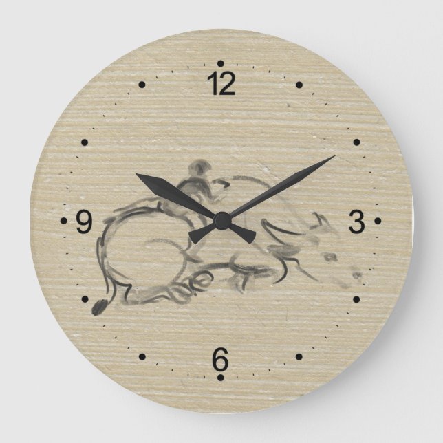 Relógio Grande Búfalo de água, criança chinesa de boi, aniversári (Frente)