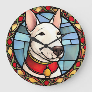 Relógio Grande Bull Terrier Vidro Pintado Natal