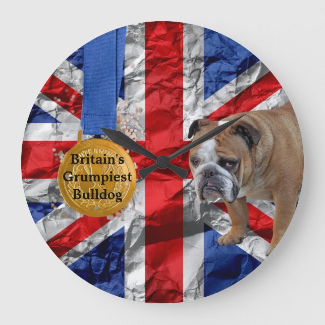 Relógio Grande Bulldog Acrílico Wall Clock   (Frente)