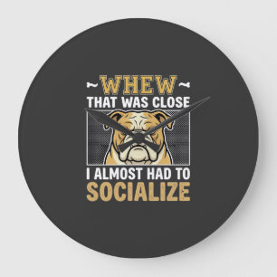 Relógio Grande Bulldog Engraçado Socializar Cachorro