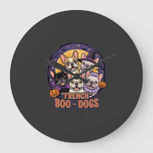 Relógio Grande Bulldog Francês Boo Dogs Halloween Vetor