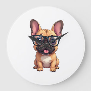 Relógio Grande Bulldog Francês Usando Óculos